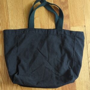 Black Canvas Tote Bag with Green Handles